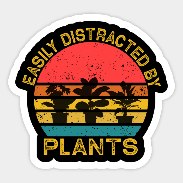 Cute Easily Distracted By Plants Sticker by Wakzs3Arts